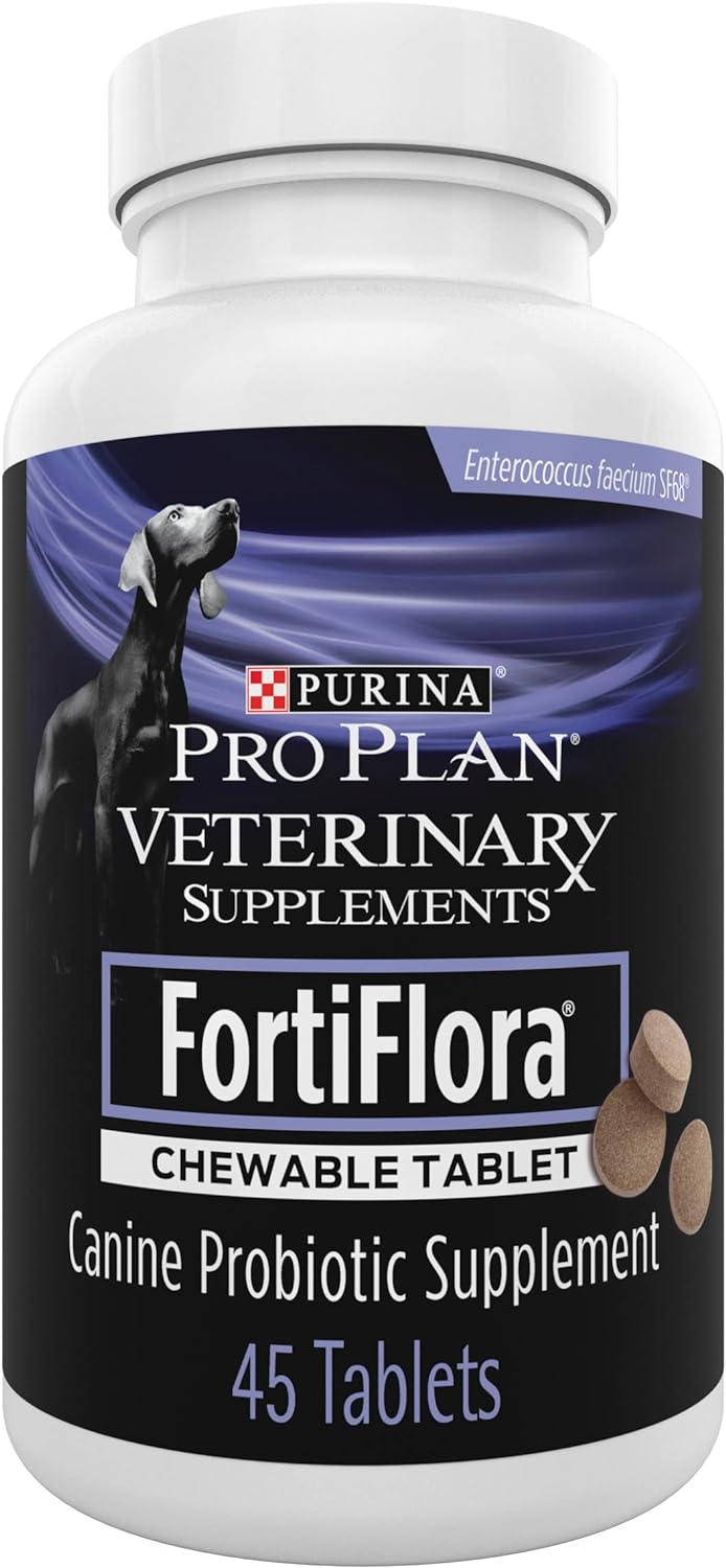 Purina Pro Plan Veterinary Supplements FortiFlora Chewable Dog Probiotic Supplement Tablets - 45 ct. Canister